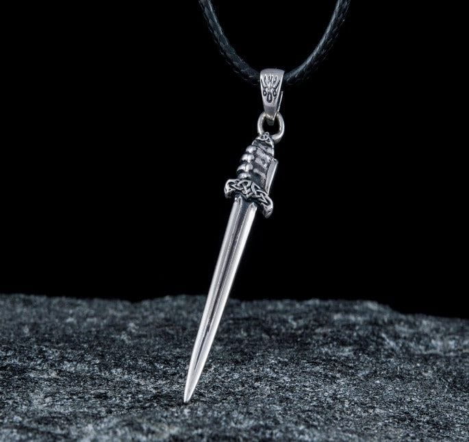 Viking Sword with Hand Pendant Sterling Silver Norse Jewelry-1