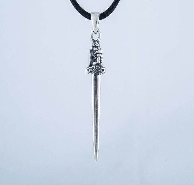 Viking Sword with Hand Pendant Sterling Silver Norse Jewelry-4