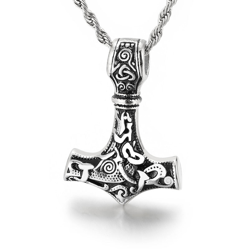 Viking Thor&#39;s Hammer Necklace-4
