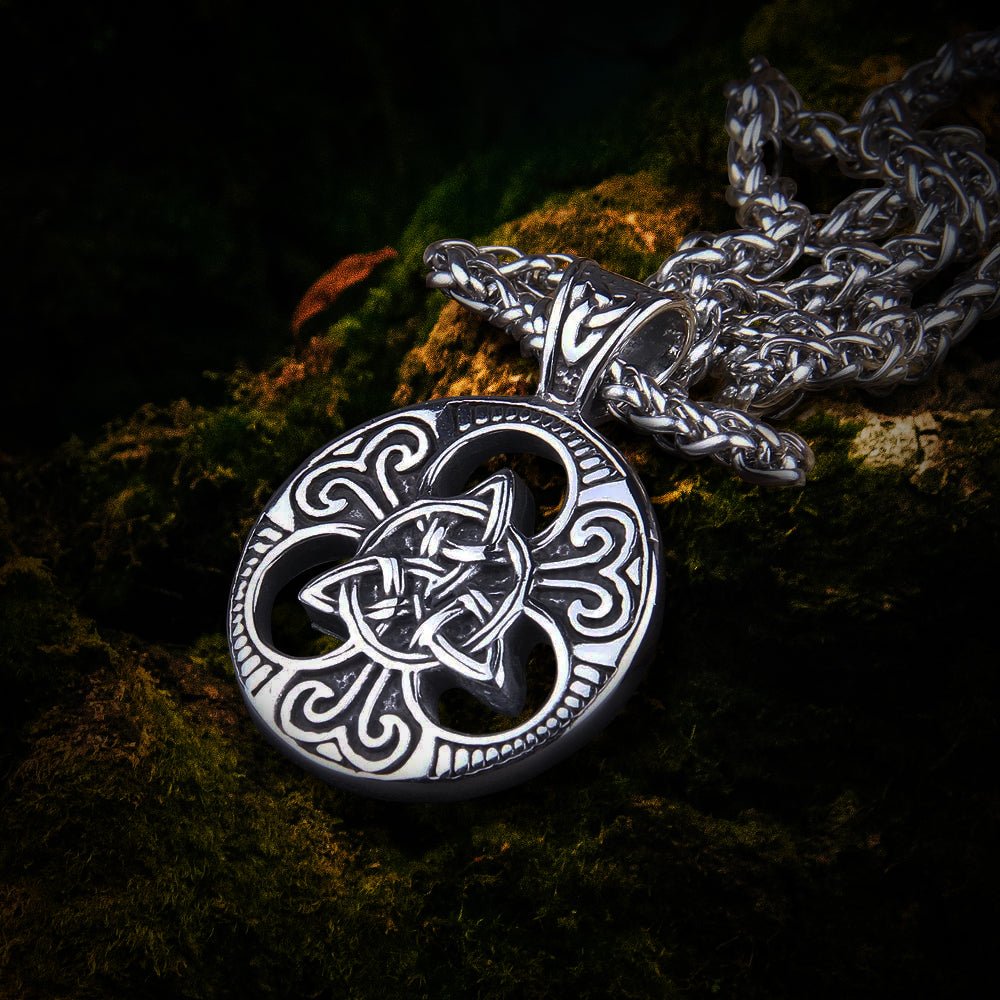 Viking Triskele Knotwork Steel Pendant Necklace