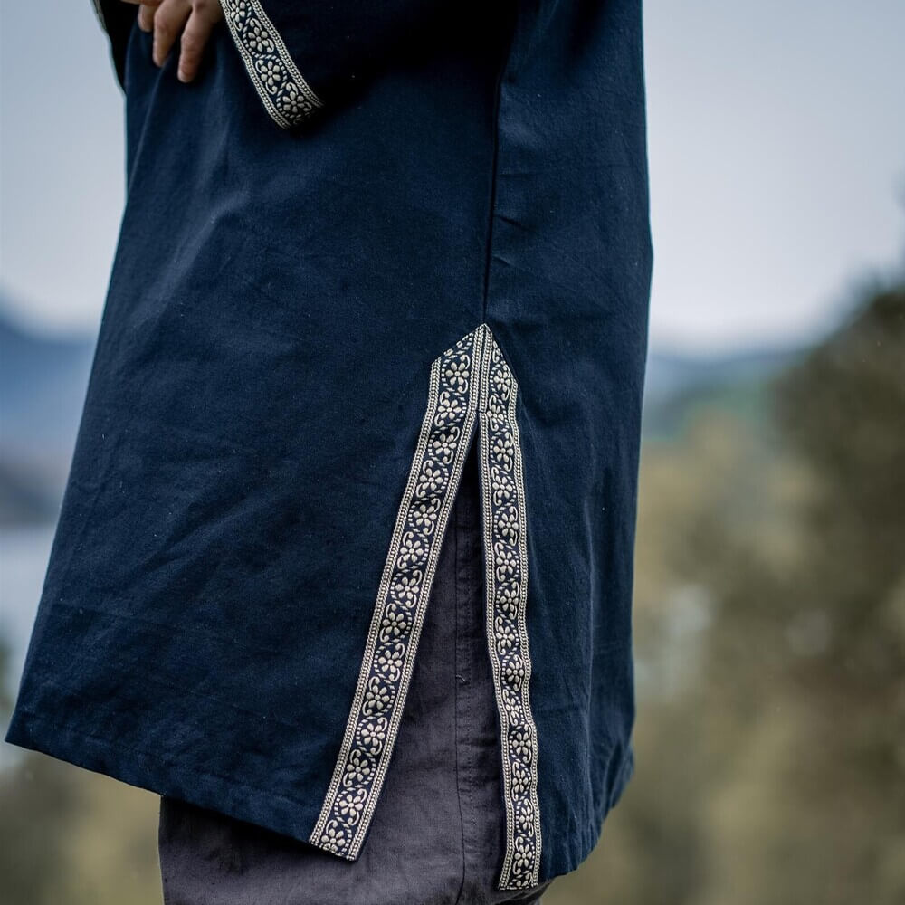 black viking tunic with embroidery