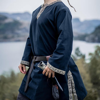 black long viking tunic with border 