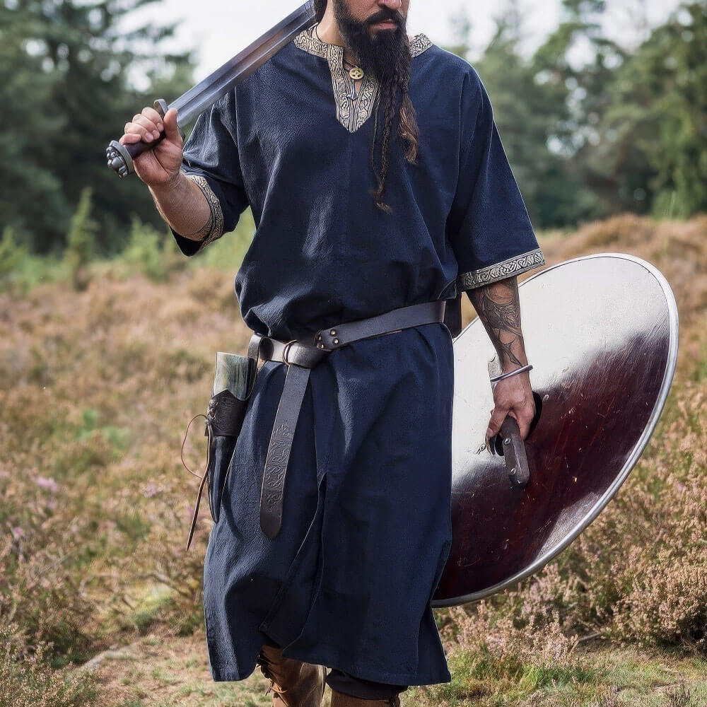 dark blue long viking tunic