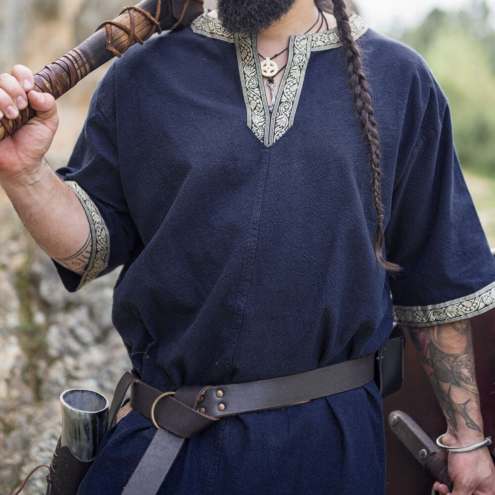 Dark Blue Short Sleeve Viking Tunic