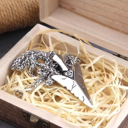 Viking Tyr Arrowhead Pendant Necklace | Valknut Design