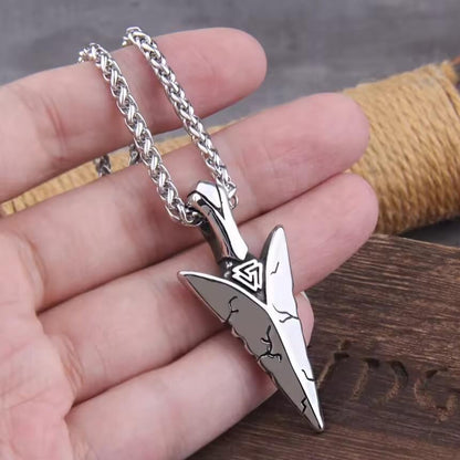 Viking Tyr Arrowhead Pendant Necklace | Valknut Design