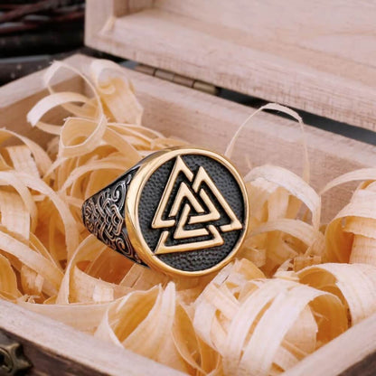 Viking Valknut Celtic Knot Signet Ring
