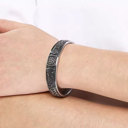 Viking Valknut Cuff Bracelet | Shield & Knotwork Panels