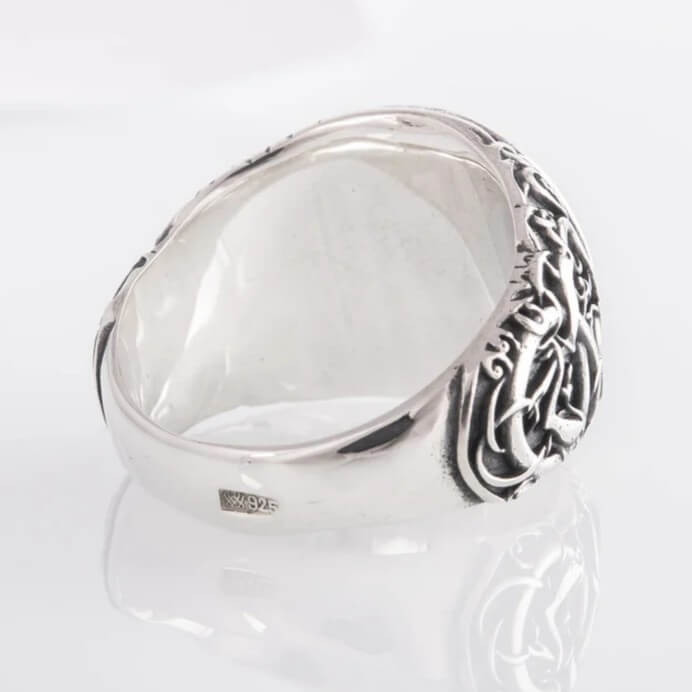 Viking Valknut Ornamental Silver Signet Ring
