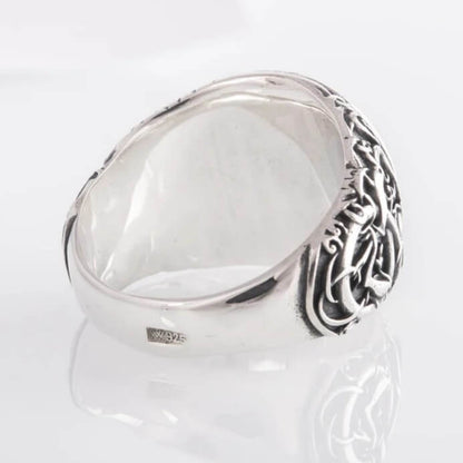 Viking Valknut Ornamental Silver Signet Ring