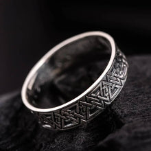 Viking Valknut Pattern Silver Band Ring