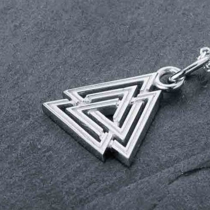 Viking Valknut Pendant on Black Cord