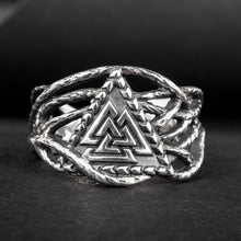 Viking Valknut Raven Claw Silver Ring
