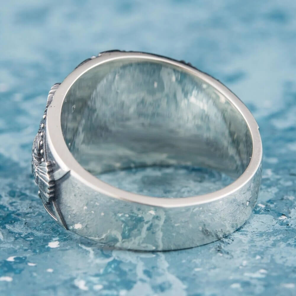 Viking Valknut Raven Silver Statement Ring