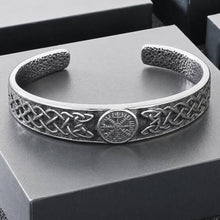 Viking Vegvisir Cuff Bracelet | Celtic Knotwork Open Band