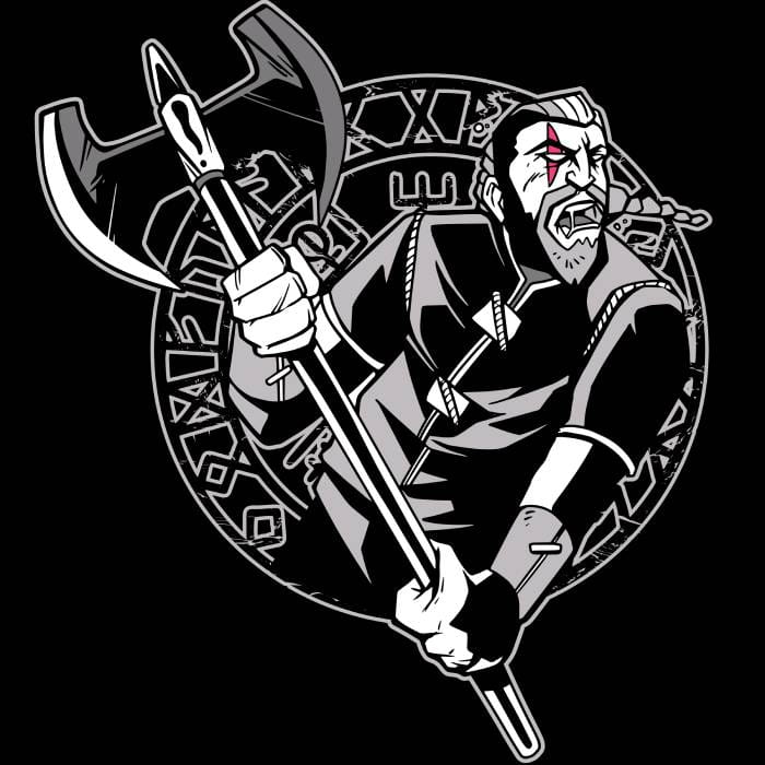 viking warrior with vegvisir shirt