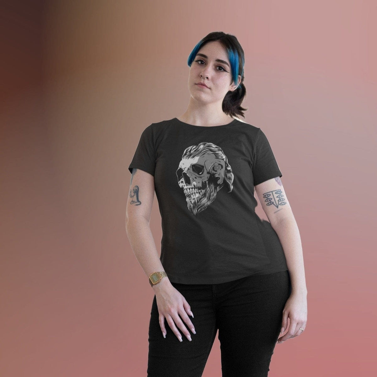 Viking Warrior Skull Rune Tattoos T-Shirt