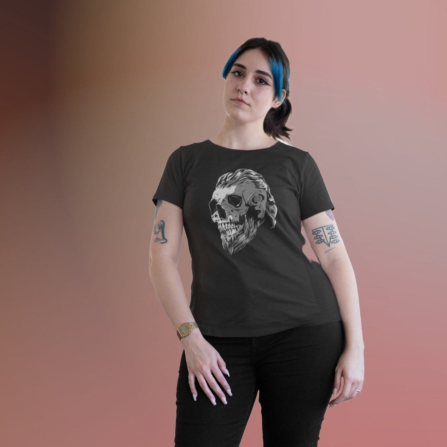 Viking Warrior Skull Rune Tattoos T-Shirt