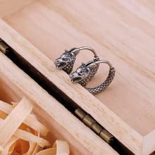 Viking Wolf Head Hoop Earrings
