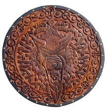 Viking Wolf Round Shield | Hand-Painted Battle-Worn Finish