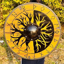 Viking Wooden Shield | 22-Inch Yggdrasil Tree Design