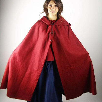 Viking Wool Cloak with Long Buttons | Short Hood-5-Viking Warrior