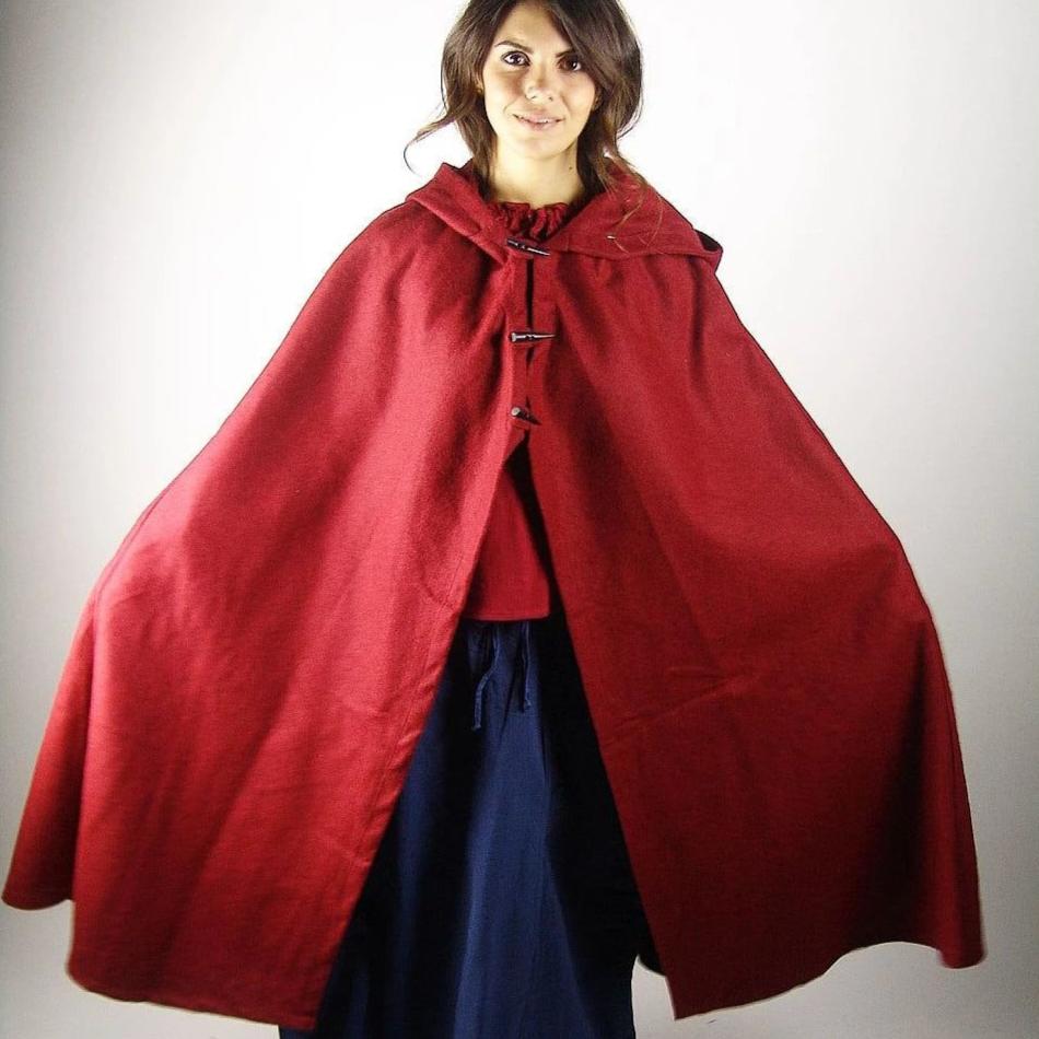 Viking Wool Cloak with Long Buttons | Short Hood