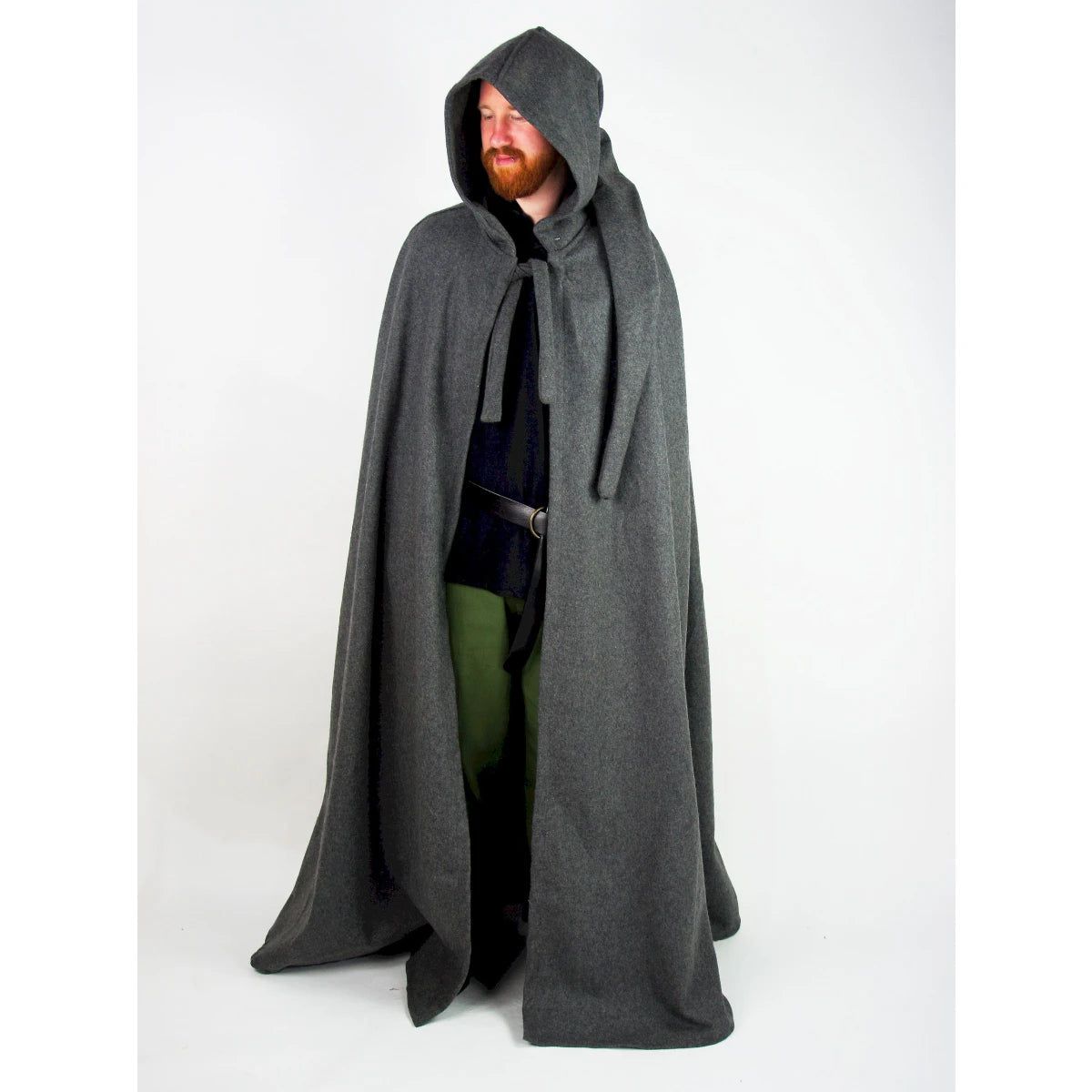 Grey Viking Woolen Cloak With Long Hood