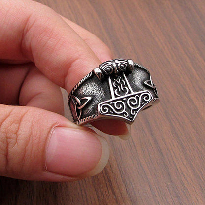 Vintage Hammer Stainless Steel Ring-2