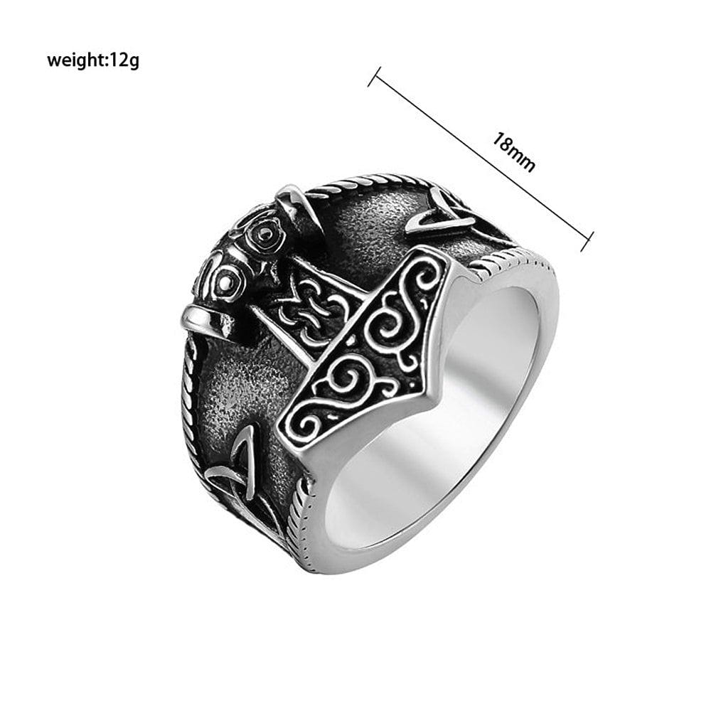 Vintage Hammer Stainless Steel Ring-3