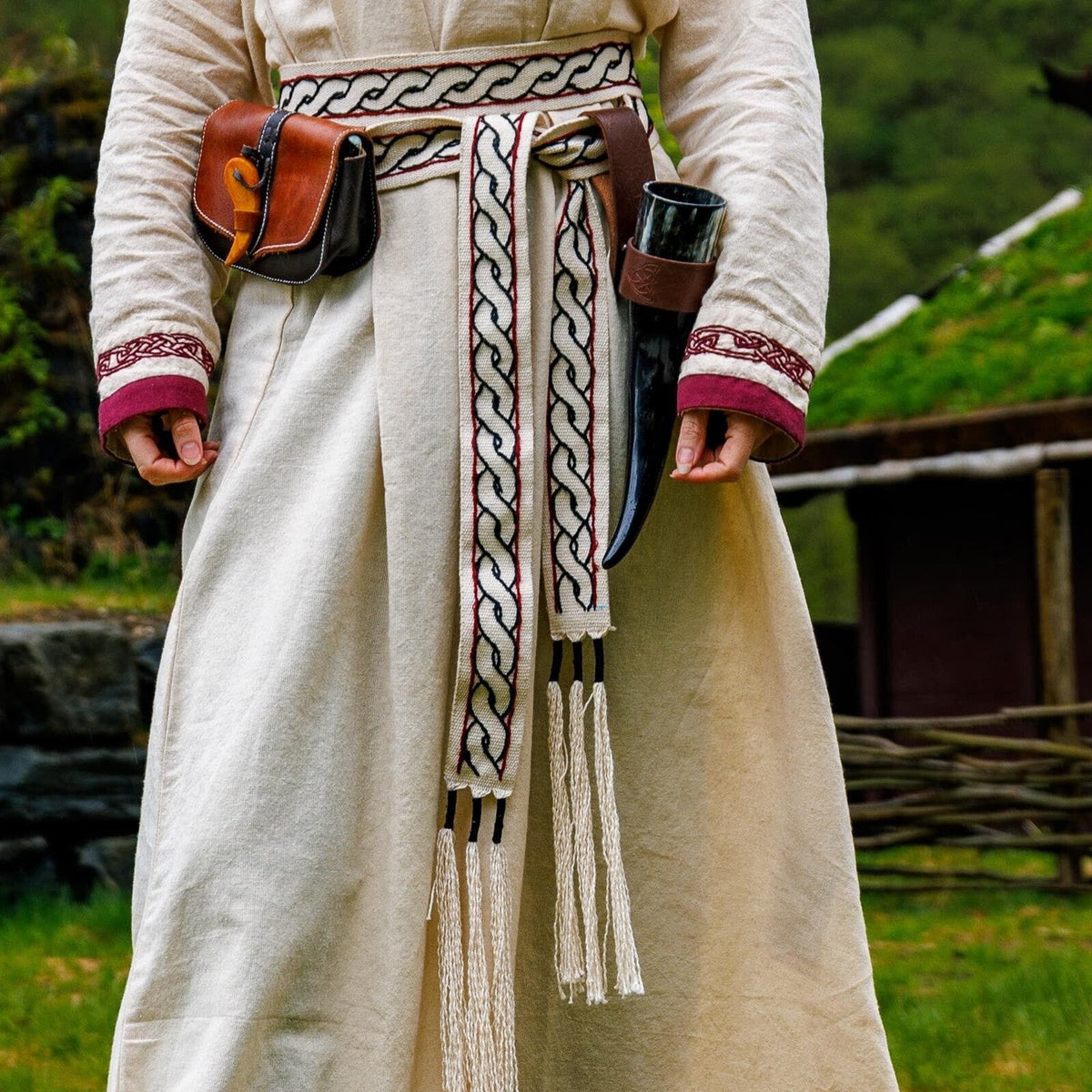 Viking Tie Belt for Ladies Dresses | Woven Design Natural Color