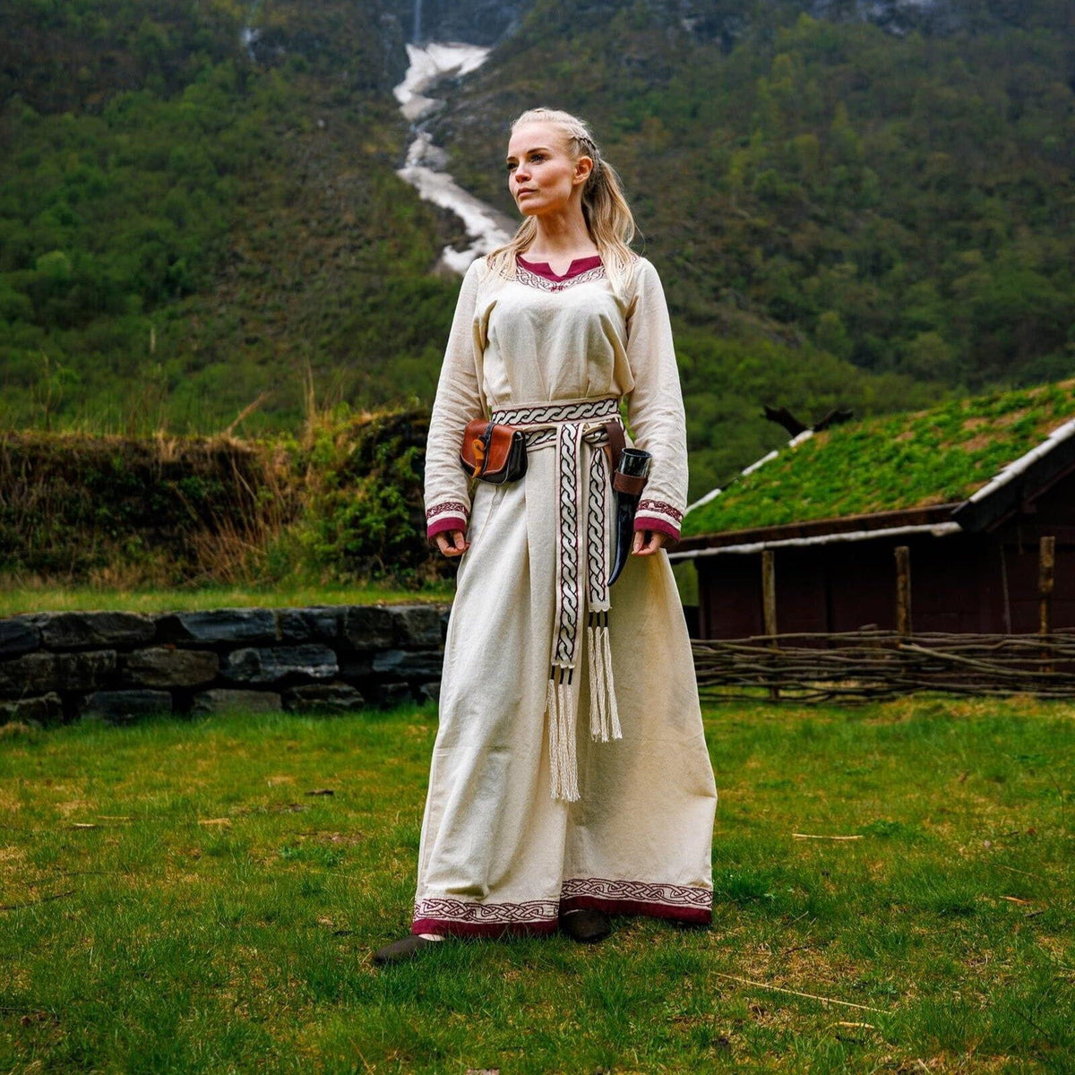 Viking Tie Belt for Ladies Dresses | Woven Design Natural Color