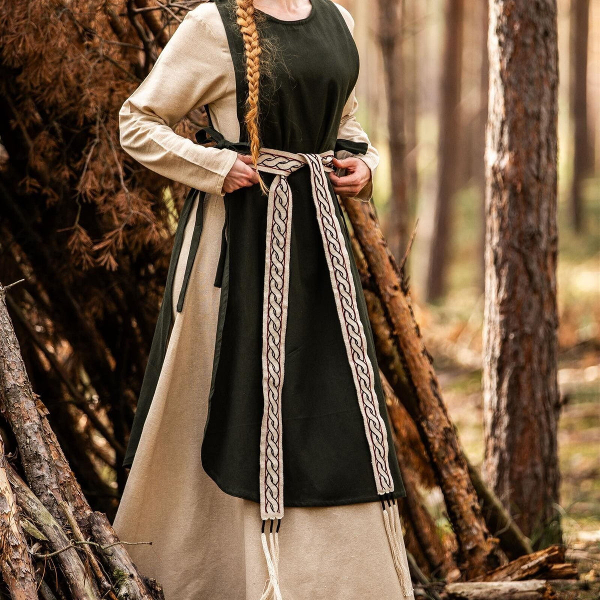 Viking Tie Belt for Ladies Dresses | Woven Design Natural Color