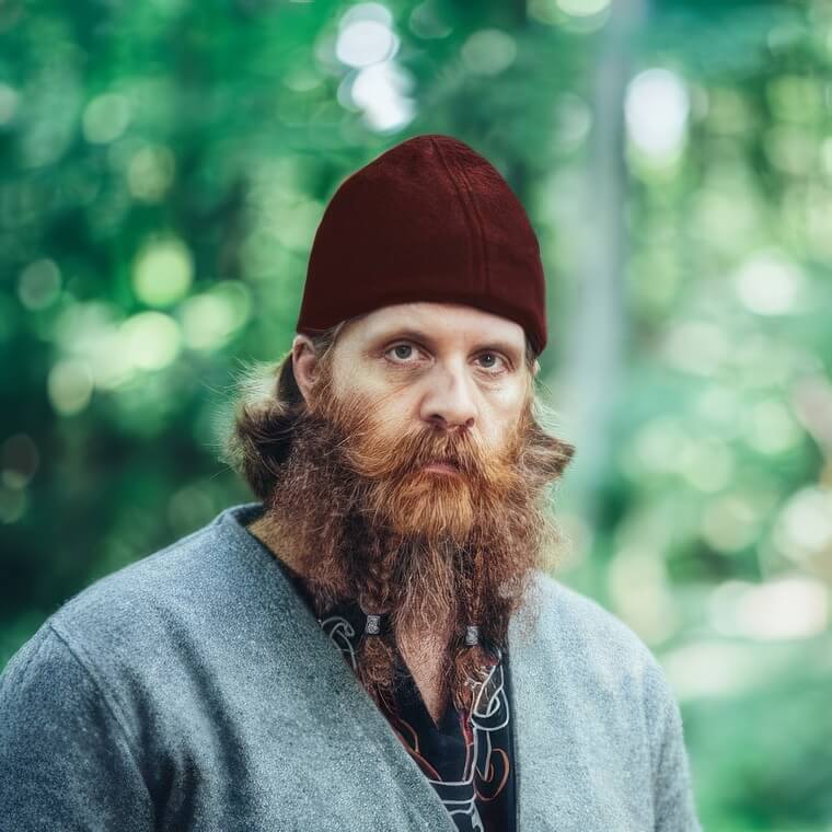 Red Wool Viking Cap | Ari Felt Winter Hat | Norse Cold Weather Gear