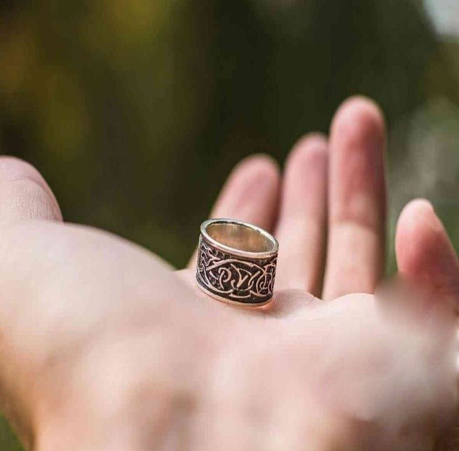 Wolf Ornament Ring Handmade Sterling Silver Viking Ring-4