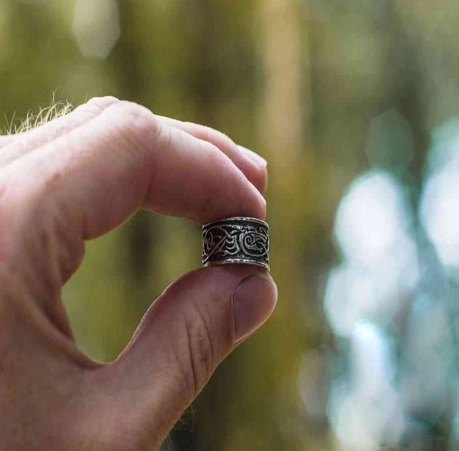 Wolf Ornament Ring Handmade Sterling Silver Viking Ring-5