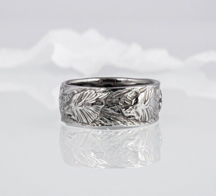 Wolf Ornament Ring Ruthenium Plated Sterling Silver Black Limited Edition Norse Ring-2