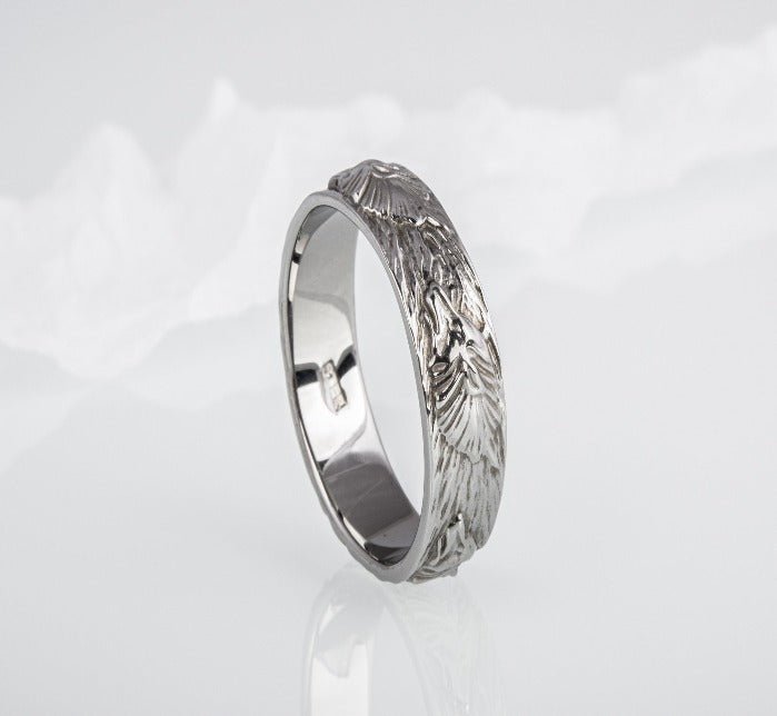 Wolf Ornament Ring Ruthenium Plated Sterling Silver Black Limited Edition Norse Ring-3