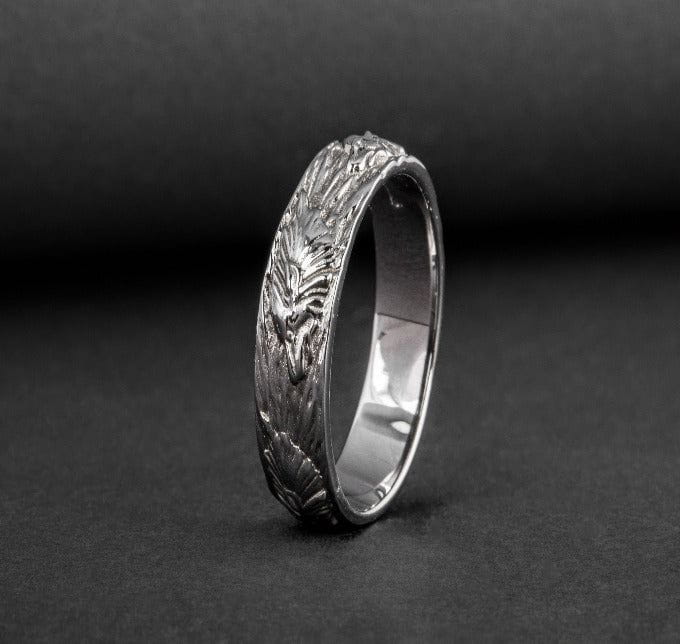 Wolf Ornament Ring Ruthenium Plated Sterling Silver Black Limited Edition Norse Ring-4