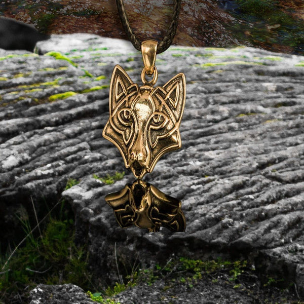 Mannen Viking Ketting Fenrir Wolf Hoofd Hanger Amulet Sieraden Zware Rvs King Chain Link met Valknut Rune Gift Bag,31inch