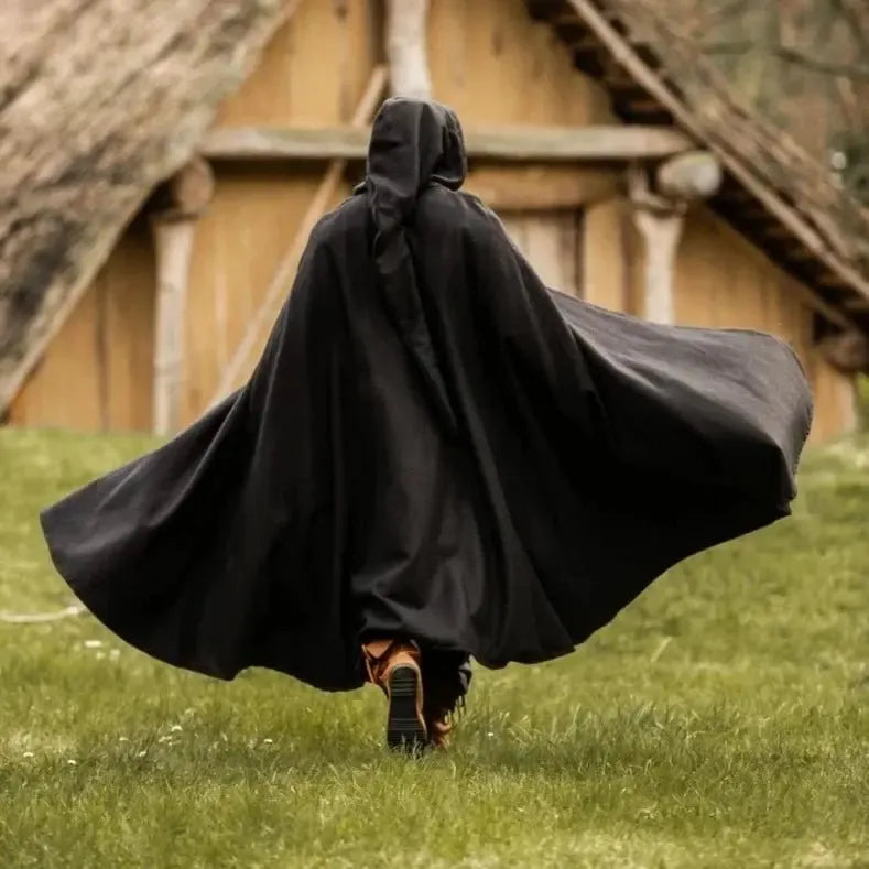 Long Hooded Viking Cloak | Wool Blend-2-Viking Warrior