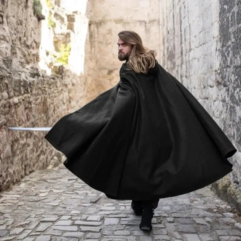 Unisex Wool Viking Cloak | Wolf Clasp-5-Viking Warrior