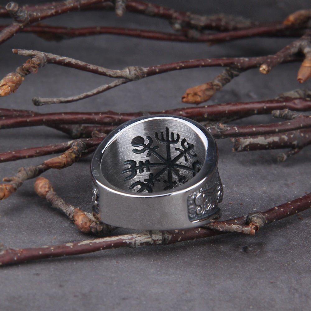 Odin Wolves and Ravens Back Ring from Viking Warrior Co.