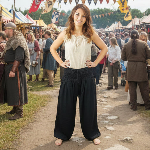 Women's High Waist Wide Leg Viking Pants | Elastic Waist-1-Viking Warrior