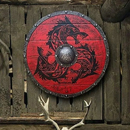 Wooden Warrior of Fenrir Viking Shield 24"-2-Viking Warrior