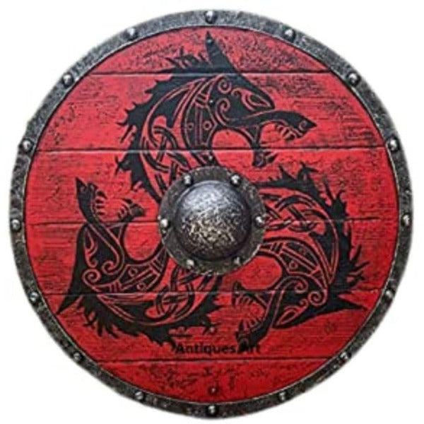 Wooden Warrior of Fenrir Viking Shield Armor 24&quot;