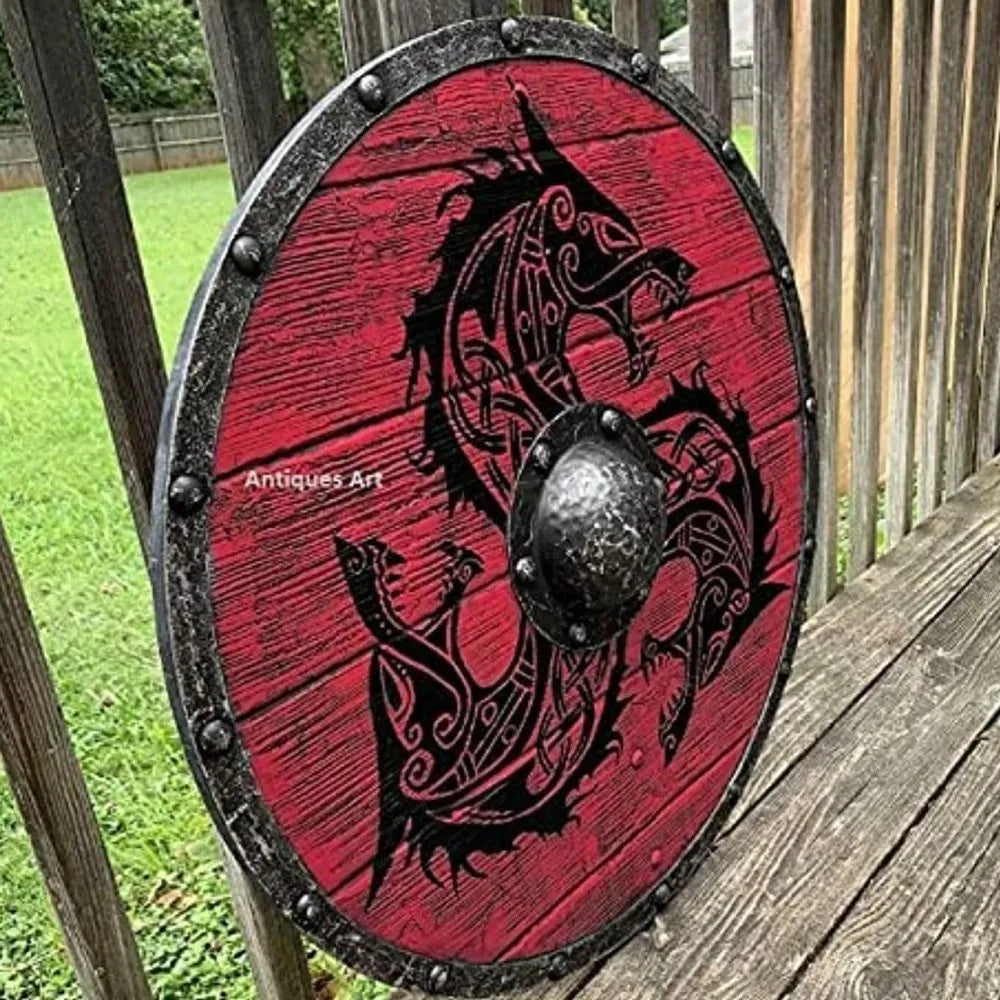 Wooden Warrior of Fenrir Viking Shield Armor 24"