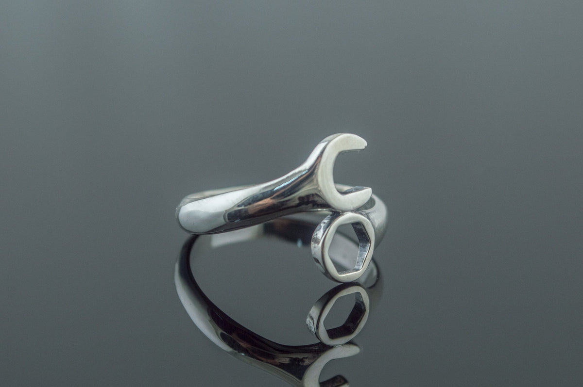 Wrench Ring Sterling Silver Unique Handmade Jewelry-3