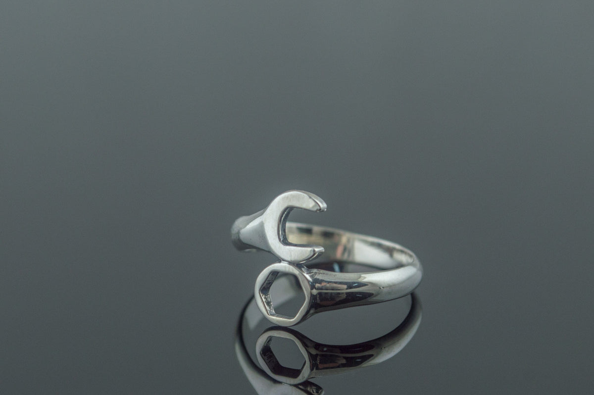Wrench Ring Sterling Silver Unique Handmade Jewelry-4