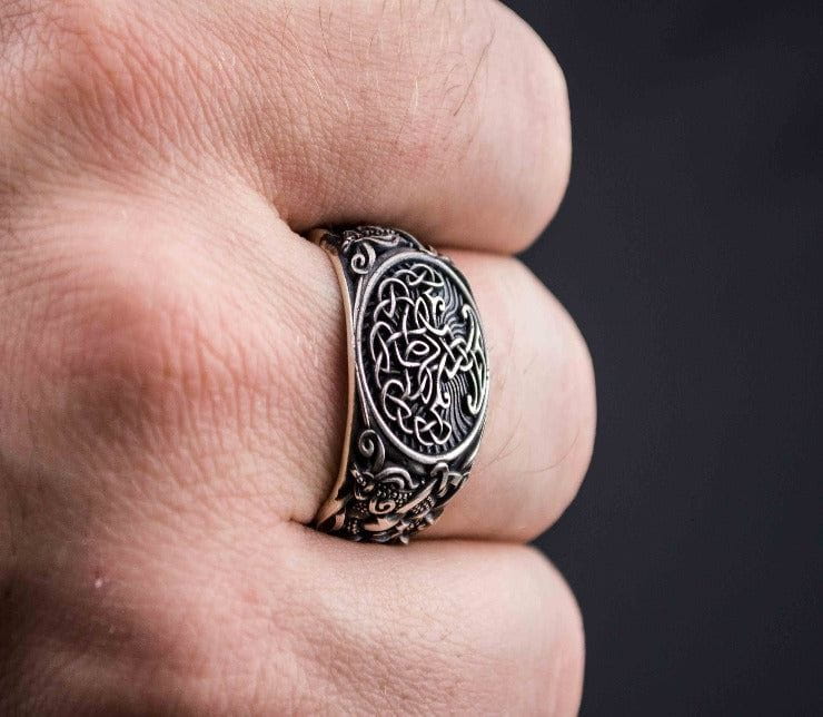 Yggdrasil Symbol with Mammen Style Sterling Silver Norse Ring-5
